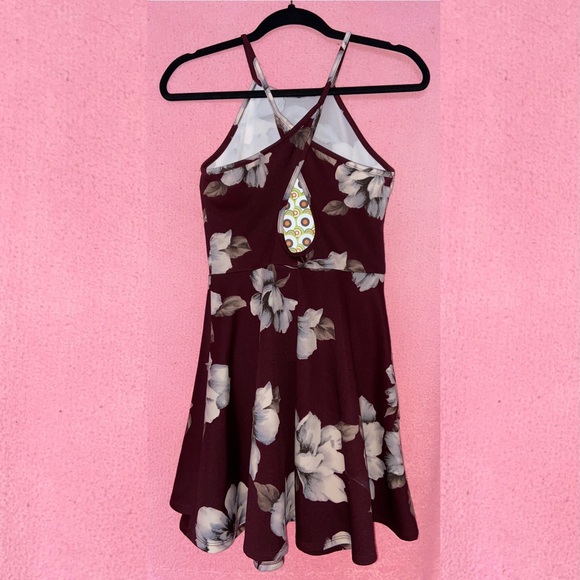 Eclipse burgundy flower summer dress - Picture 2 of 6